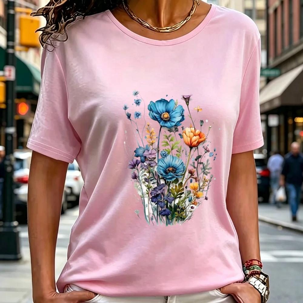Summer New Fashion Women's T-shirt Trendy Casual Round Neck Top Short Sleeves Women T-shirt Women Clothing Quick-dry Clothing