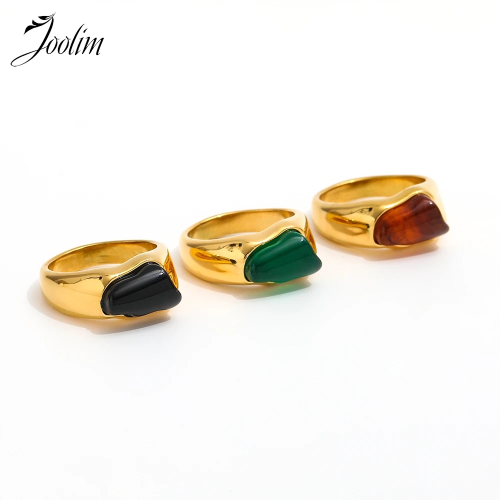 

Joolim High End PVD Waterproof&No Fade Fashion Designer Luxury Irregular Stone Ring for Women Stainless Steel Jewelry Wholesale