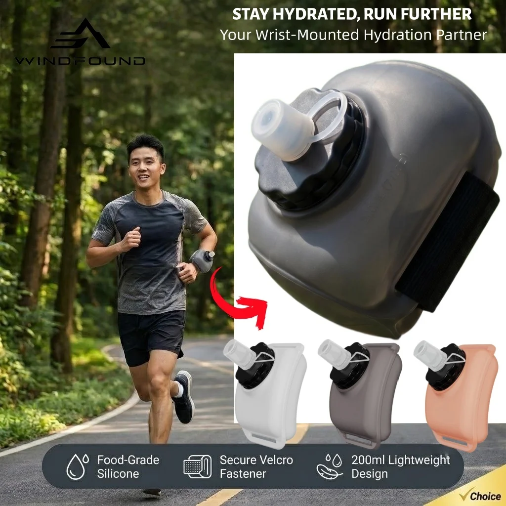 Hands-Free Wrist Water Bottle 200ml Soft Wearable Sport Hydration Flask for Running Jogging Climbing Outdoor