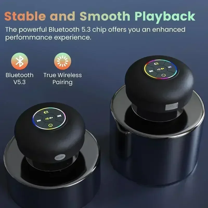 Poolside & Beyond! IPX6 Waterproof Speaker with Dazzling LEDs + Hands-Free Calling – USB Rechargeable, Portable Every Adventure!