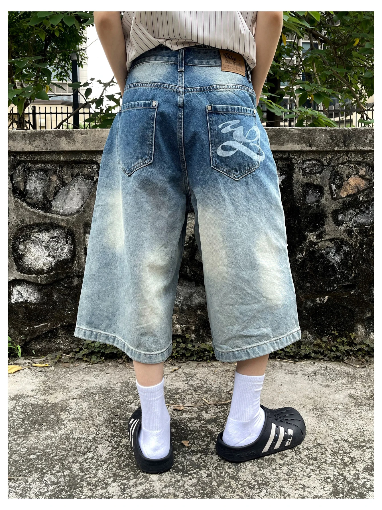 

Американский Sle, повседневные рваные джинсовые брюки Seven-Foot orts ex, летние винтажные прямые свободные широкие брюки средней длины