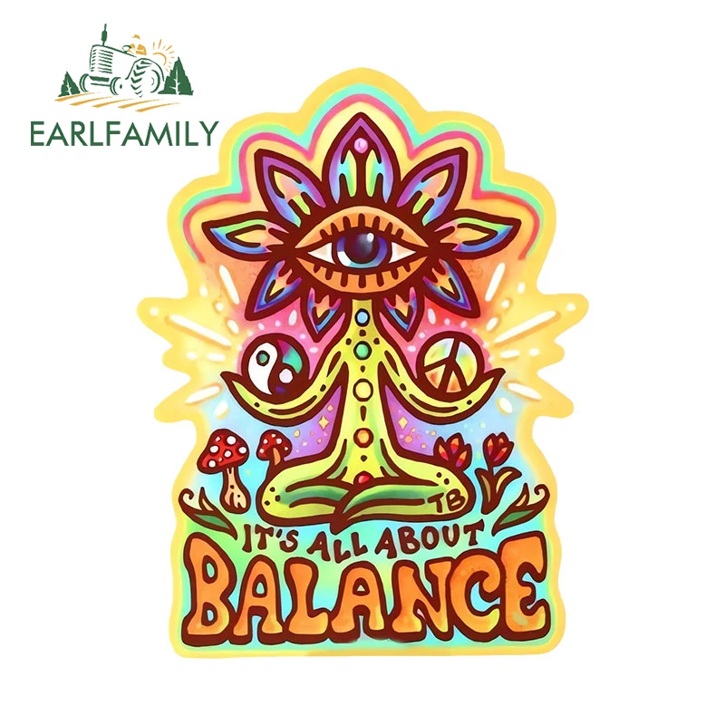 EARLFAMILY 13cm x 9.9cm for Its All about Balance Chill Car Stickers Simple Graffiti Decals Cartoon Vinyl Car Wrap Helmet Decor