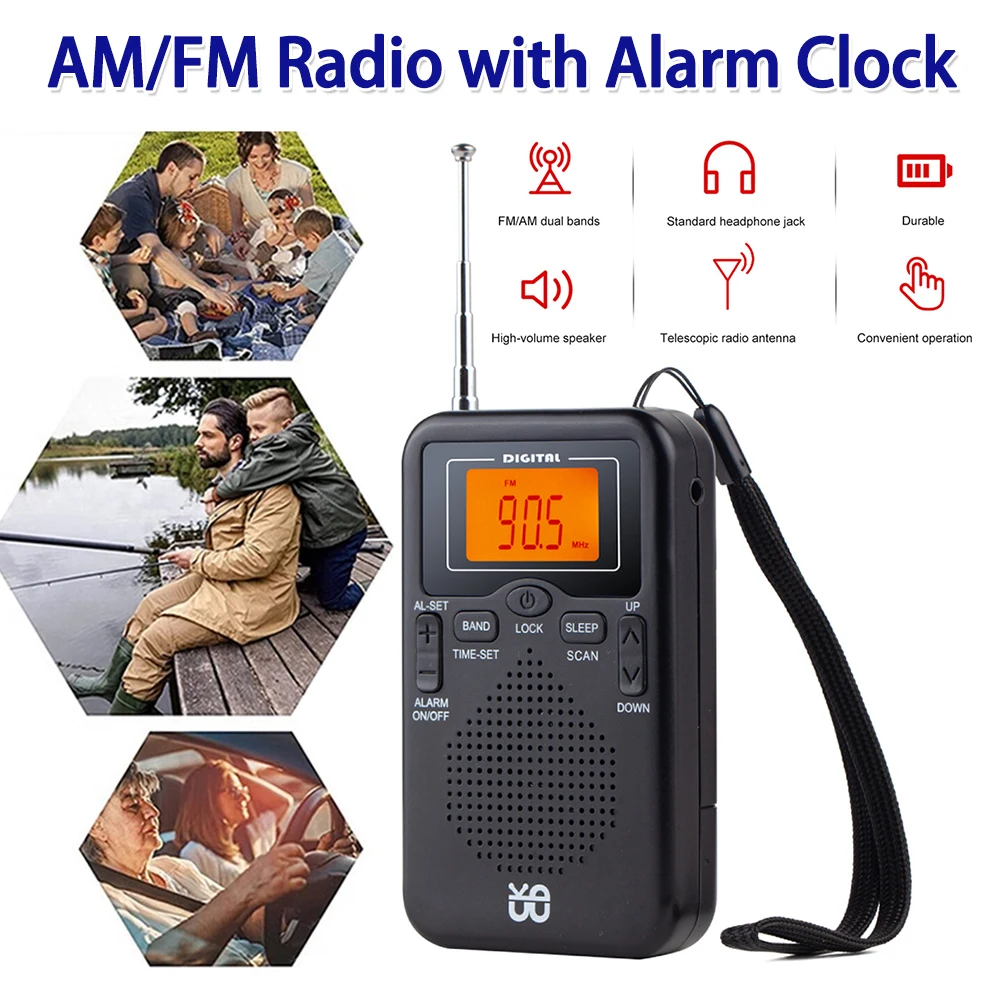 AM FM Radio LCD Display Pocket Radio Portable Radio for Walk/Jogging/Gym/Camping