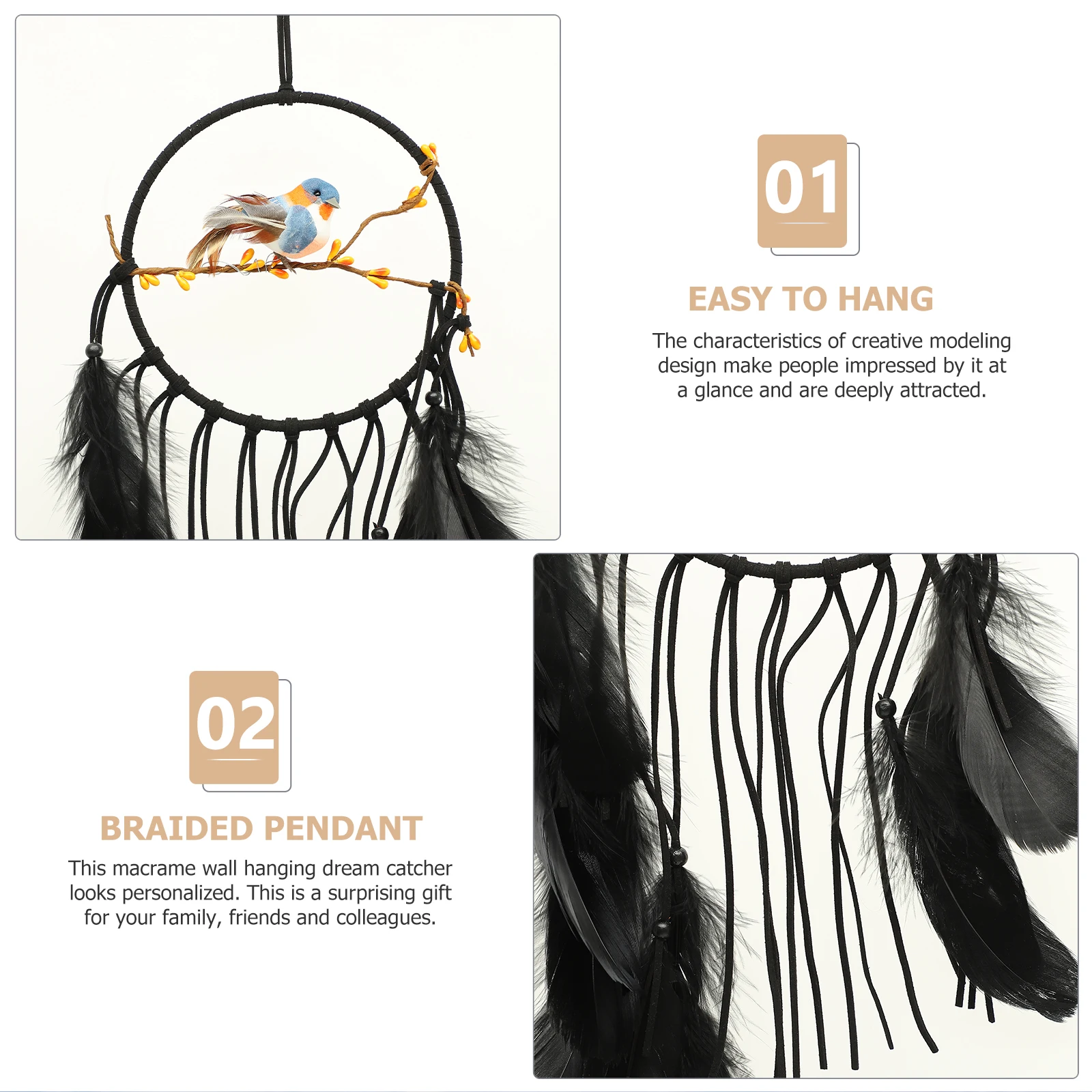 

Macrame Dream Catcher Woven Wall Hanging Decorative Boho Pendant for Home Bedroom Nursery Balcony Meditation Room