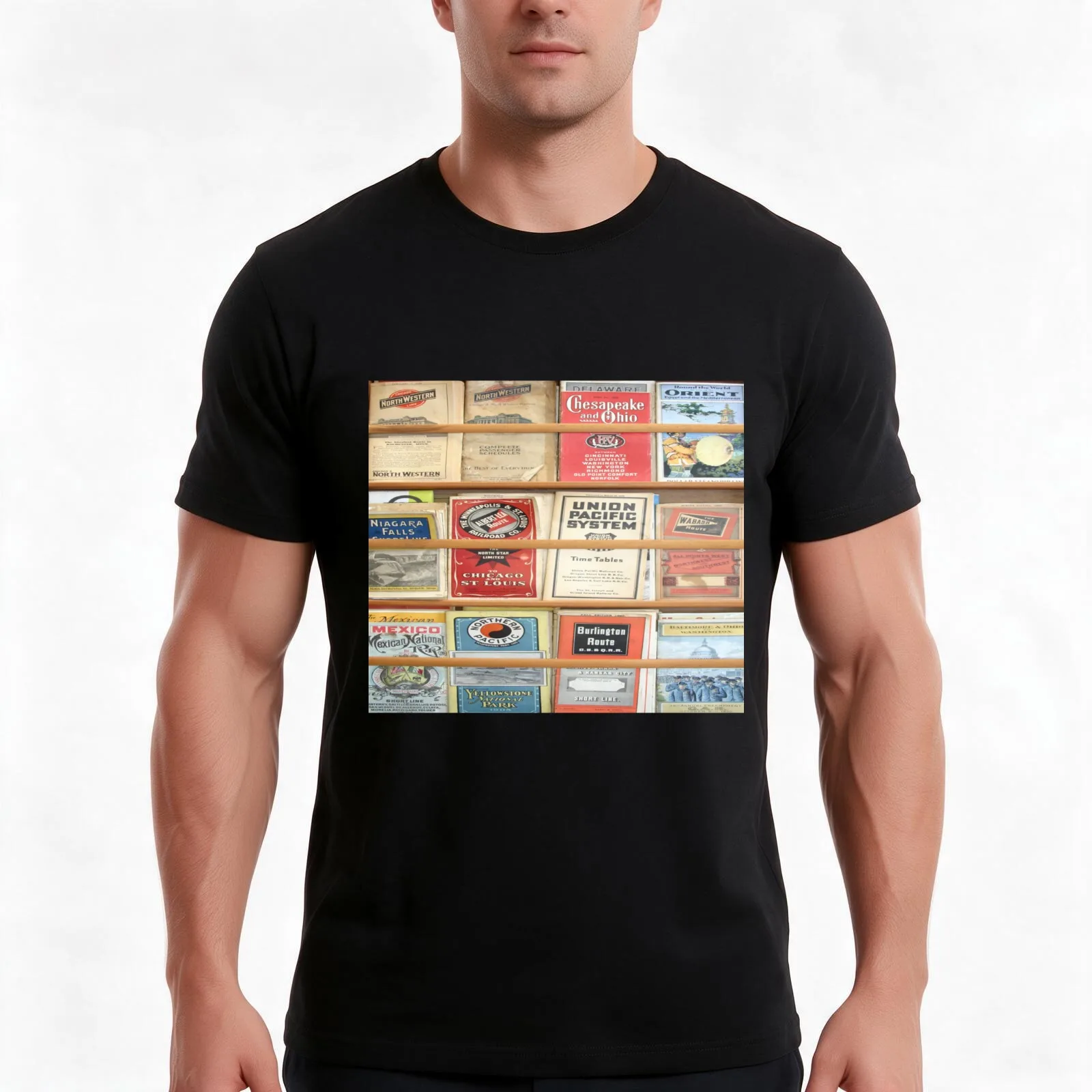 American (Early 1900s) Train Brochures and GAR Annual Encampment ( October 6 - 11th 1902) T-Shirt, Summer Casual Cotton Tee
