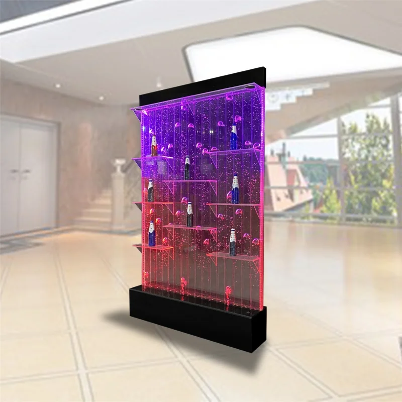 Custom.Light up الأثاث خزانة بار ويسكي النبيذ المشروبات الرف الزاوية خزائن عرض الخمور