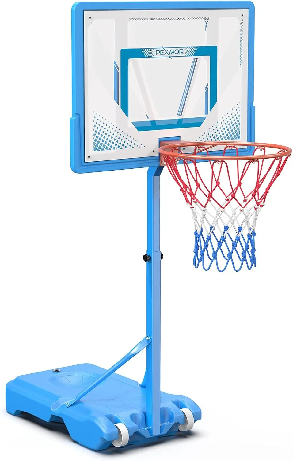 

Portable Pool Basketball Hoop & Volleyball Set, Adjustable Height 45-53in, Shatterproof Backboard, Anti-Rust, Easy Roll & Store