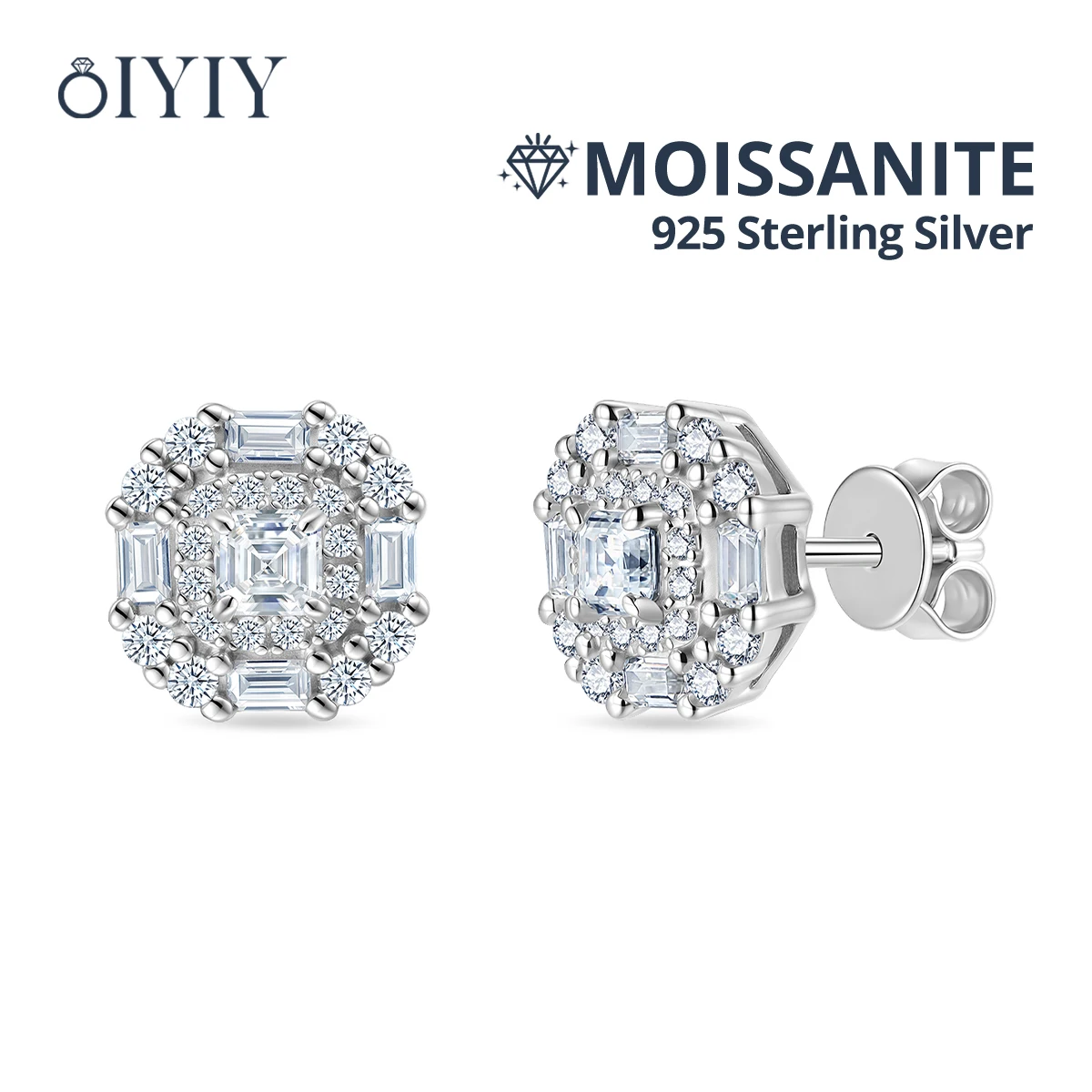 OIYIY Moissanite Earrings for Women Man 925 Sterling Silver Stud Earrings D VVS1 GRA Certified Lab Grown Diamond Wedding Gift