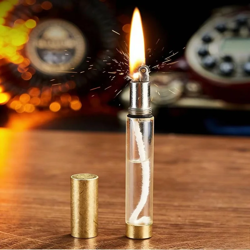 

New Transparent Large-capacity Oil Silo Grinding Wheel fuel oil Lighter Cylindrical Strips Small Portable High-quality Lighter