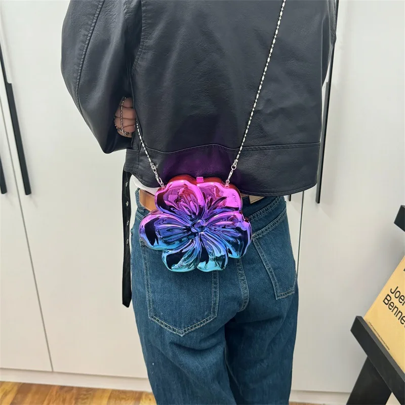 Flower Shape Plastic Handbag Purse Women's Evening Clutch Bag Elegant Lady Chain Shoulder Bags Chic Coin Wallet Luxury Design
