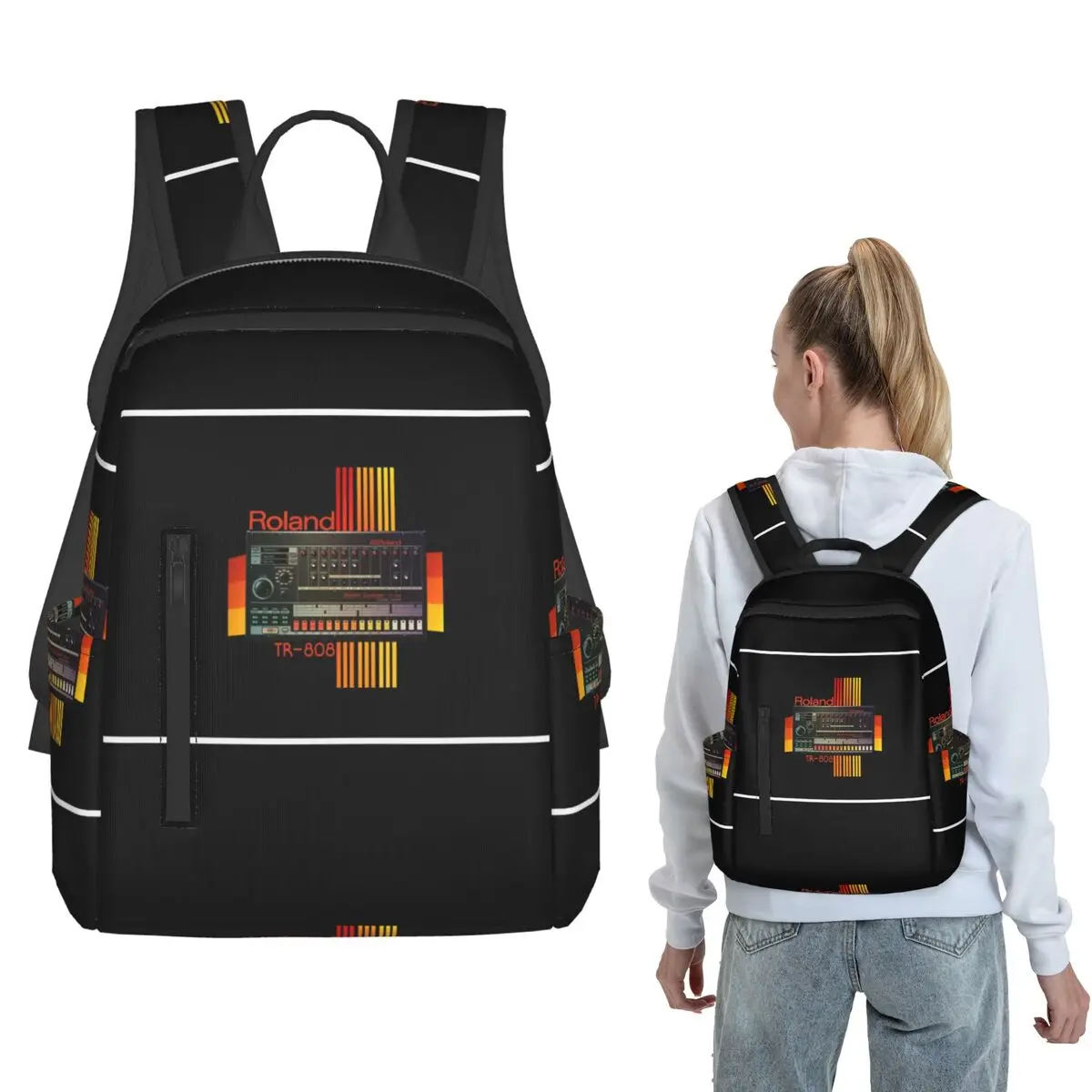 Roland Tr-808 Drum Machine Model Backpack Large Capacity Boys Girls BookBag School Bag Shoulder Bags for Men Women