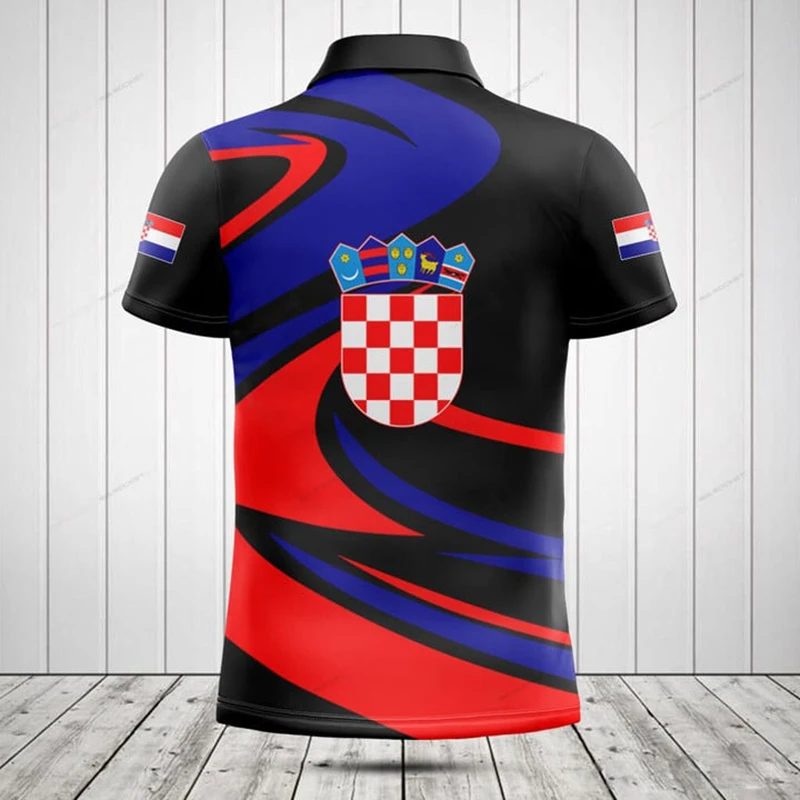 Custom Name Croatia Flag Graphic Polo Shirt Summer Casual Men's Fashion Streetwear Cool Vintage Jersey Short Sleeve Clothes