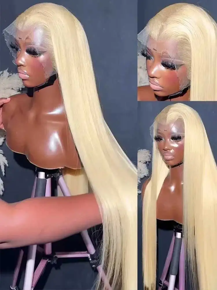 CHEAP 40 42 Inch 613 Blond Straight Human Hair Wigs 13x4 13x6 HD Lace Frontal Wigs Remy Honey Blond Bone Straight Lace Front Wig image 3