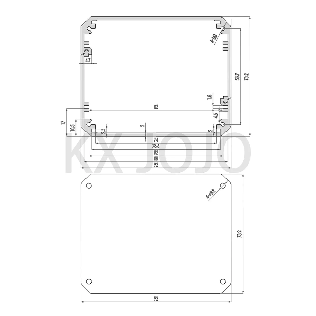 Aluminum Enclosure  92*73*120mm Waterproof Box Split Type Cooling Case Electronic Box DIY Power Housing Instrument 1pc