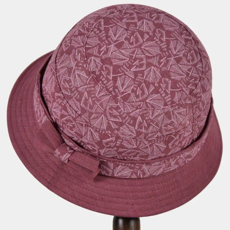 Spring Autumn Cotton Fisherman Hat Short Brim Sunshade for Middle-Aged And Elderly Women Adjustable round Top Foldable Cap