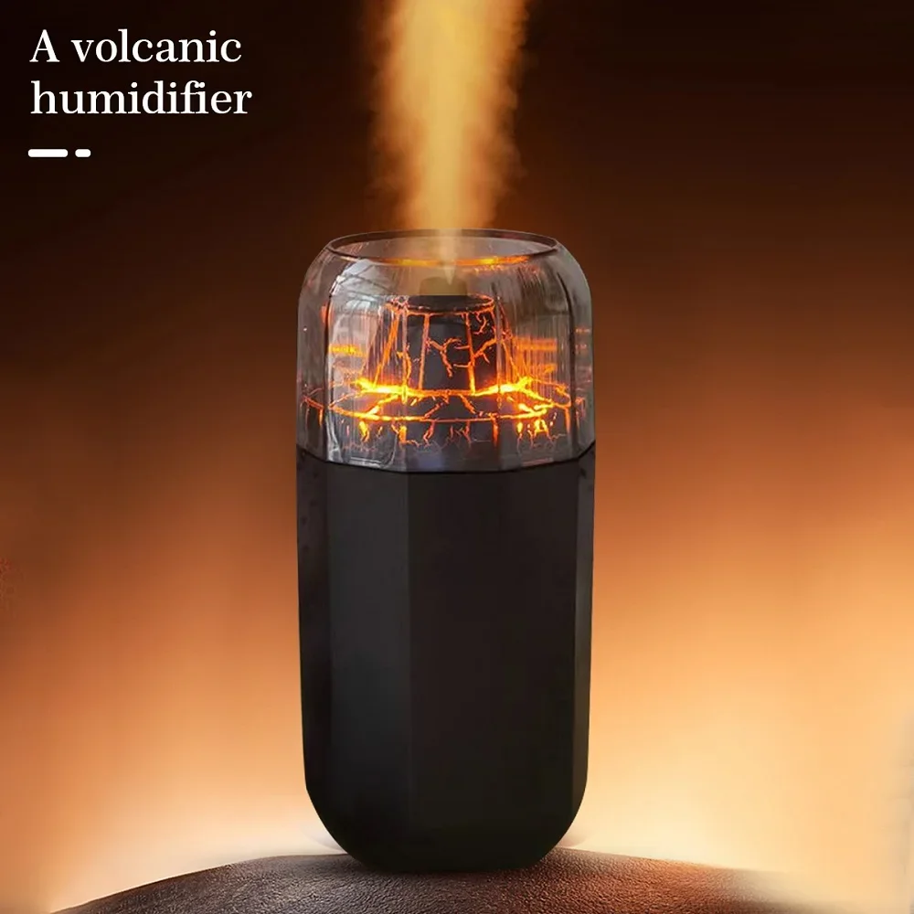 

Portable 350ml Volcanic Flame Air Humidifier USB - Essential Oil Cool Mist Purifier for Car, Bedroom, Desktop - Portable Air Hum