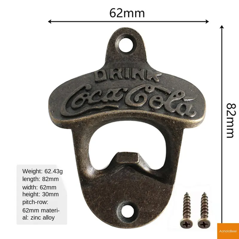 1pc Metal Bottle Opener Wall Mounted Vintage Retro Beer Opener Tools Bar Decorative Sturdy Beer Bottle Opener Kitchen Gadgets