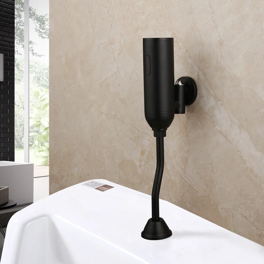 

Toilet Automatic Flush Valve Sensor Black Urinal Wall Mounted Touch Faucet Bathroom Toilet Automatic Flush