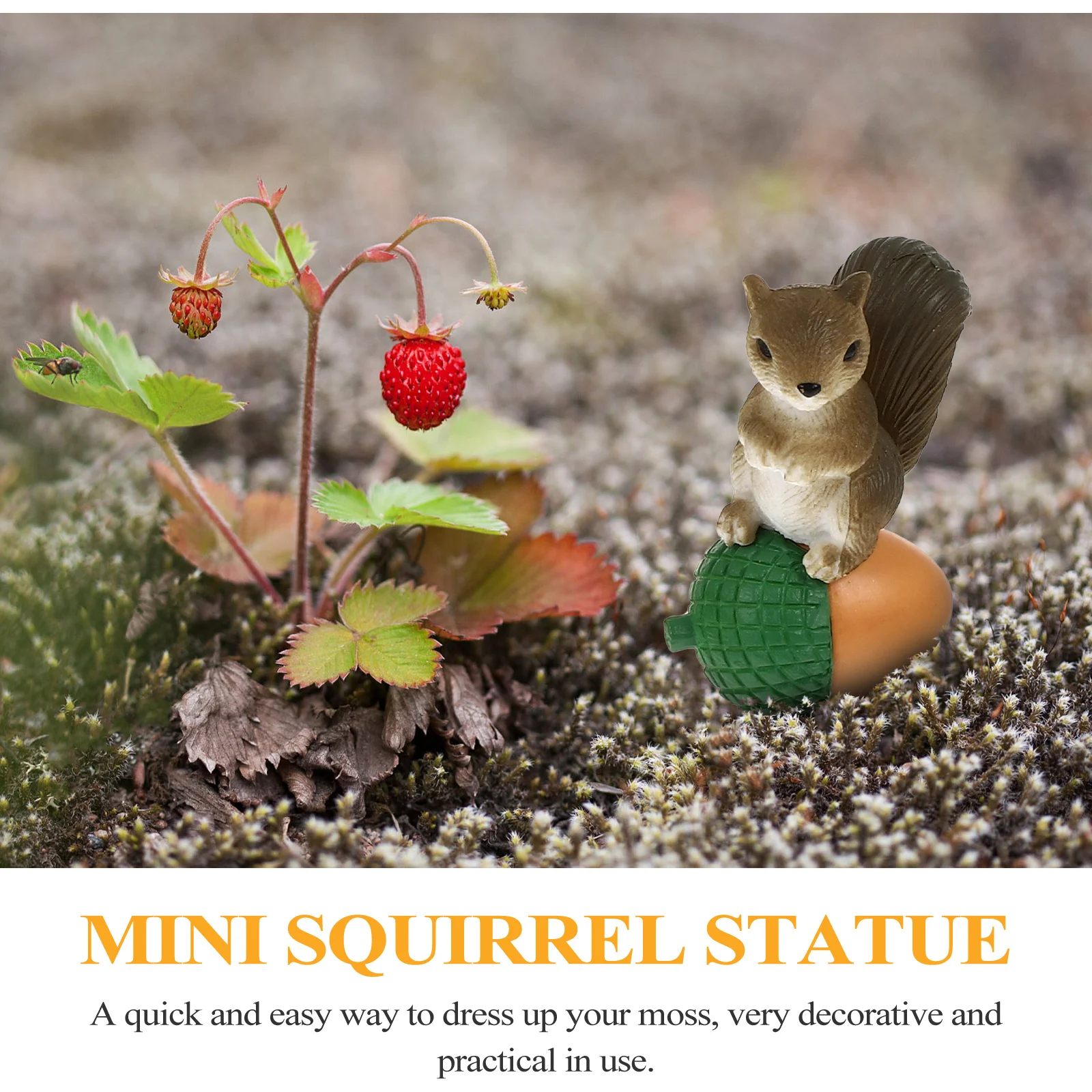 

8Pcs Mini Squirrel Moss Landscape Decor Tiny Animal Ornaments Durable PVC Micro Garden Craft for Table and Fairy Decoration