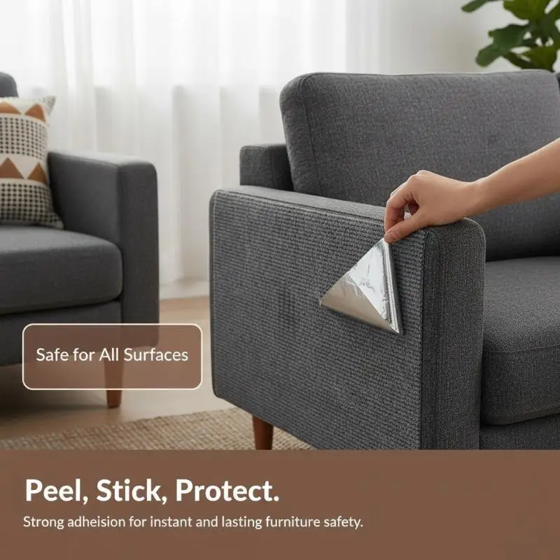 Wear Resistant Self-Adhesive Cat Mat Trimmable Anti-Scratch Carpet for Bedroom Corner Wall Sofa Protection