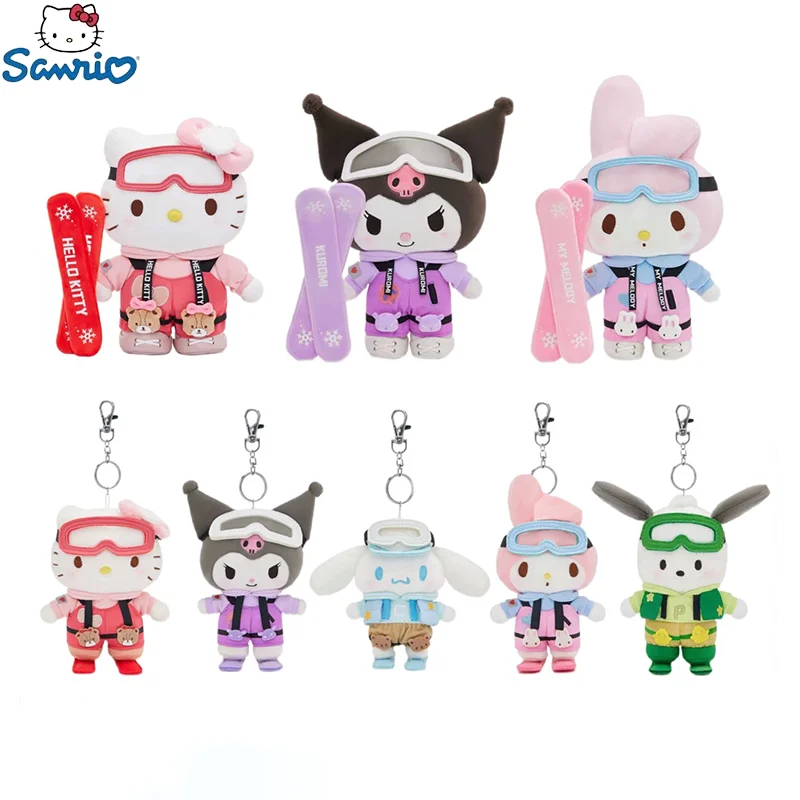 2024 New Sanrio Ski Series Kuromi My Melody Kawaii Plush Doll Sofa Ornaments Soft Toy Backpack Pendant Key Chain Holiday Gifts