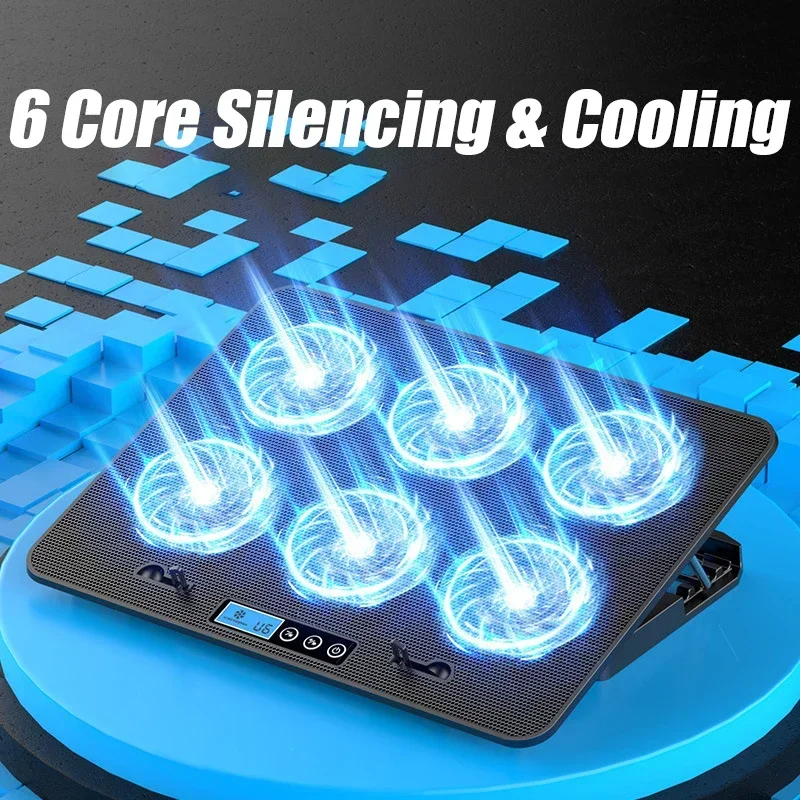 A9 Gaming RGB 15.6 inch Laptop Cooler 2 USB Ports 6 Fan Gaming Led Light Notebook Cooler For 13-18 Inch Stand For Laptop Macbook