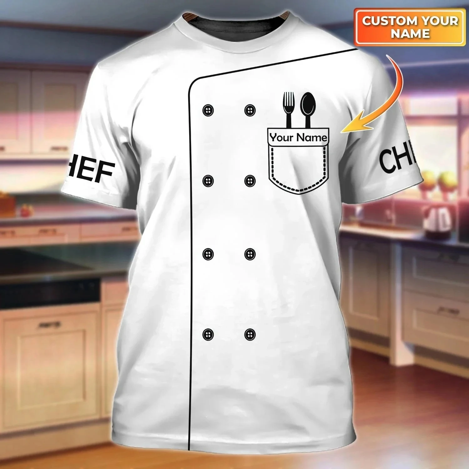 Chef Job Customization Summer Men's T-shirt Personalized Name 3D Printing Neutral Top Casual Customization Large Short Sleeved - Image 5