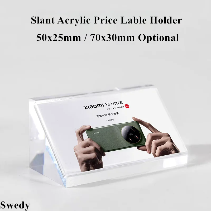 5 Pieces 50x25mm / 70x30mm Triangular Acrylic Sign Holder Stand Jewelry Gift Shop Price Label Card Holder Display Stand