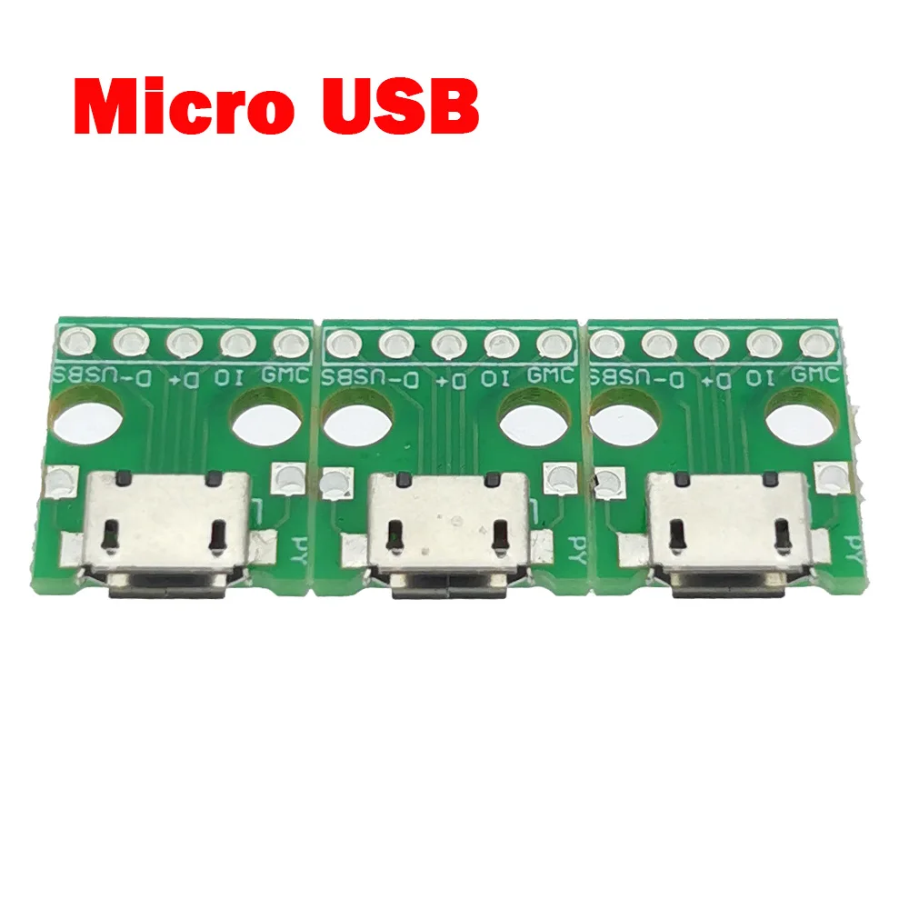 1-10 قطعة مايكرو USB إلى DIP محول 5pin أنثى موصل B نوع pcb محول pinboard 2.54 مايكرو جاك