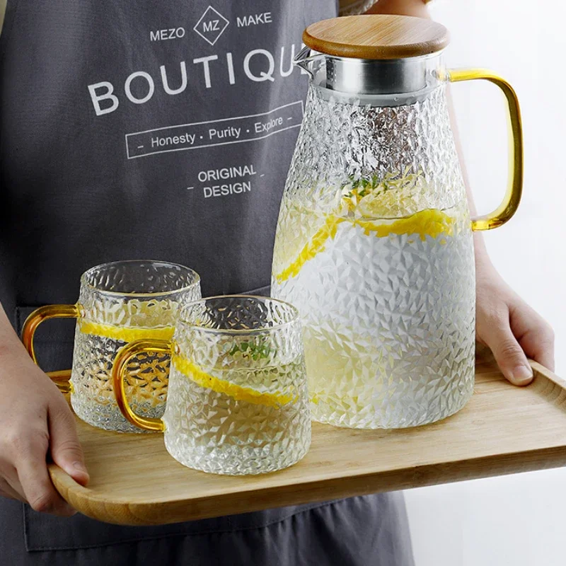 

Heat Resistant Glass Kettle Teapot Glass Water Jug With Lid Juice Cup Drinkware Lemonade Container Beverage Dispenser Cold Jugs