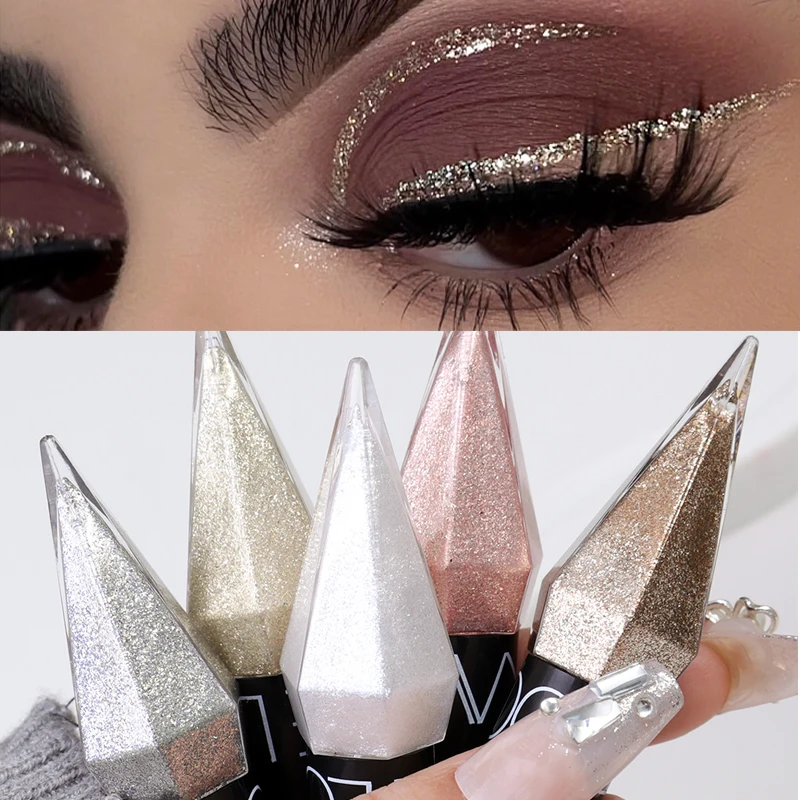 Diamant Glitter Eye Liner Bleistift Augen Make-Up Wasserdicht Perle Silber Rose Gold Erhellen Seidenraupe Schatten Eyeliner Stift Kosmetik