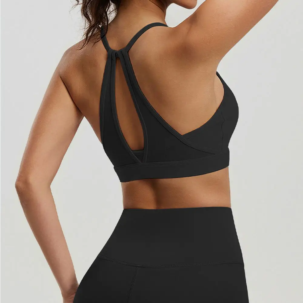 Womens Sports Bra Yoga Fitness Top Padded Gym Running Workout Vest Elastic Athletic Seamless Exercise Underwear Tank