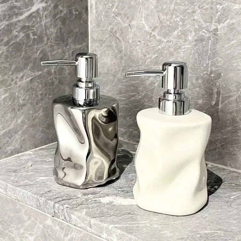 400ml Irregular Ceramic Lotion Bottle Press Hand Sanitizer Dispenser Bottle Body Wash Shampoo Soap Dispenser Bathroom Accessorie