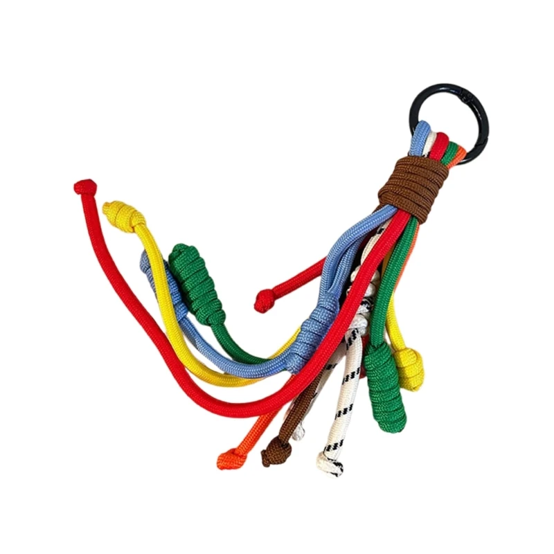 Handwoven Rainbow Rope Phone Bracelet Fashionable Key Cord Unique Bag Decoration for Sophisticated Women Girls