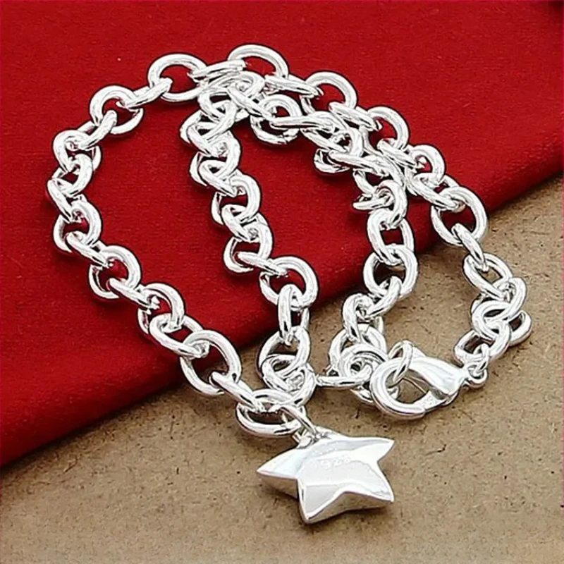 

CHUANGCHENG Starry Delight 925 Sterling Silver Star Charm Necklaces Chain Accessories Fashion Jewelry