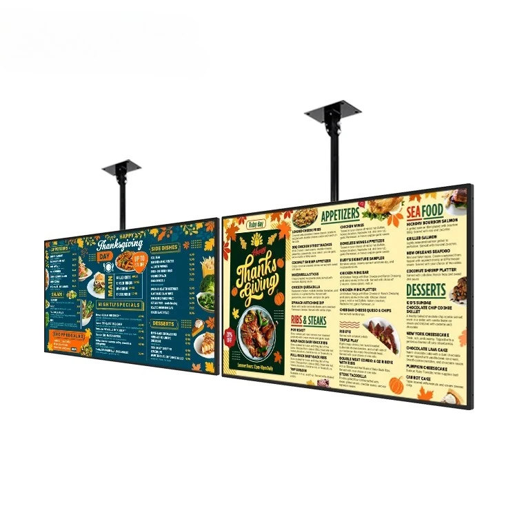 32 43 49 55 65 Android-System Decke elektronisches LCD Restaurant Digital Menü Board Display Cafe