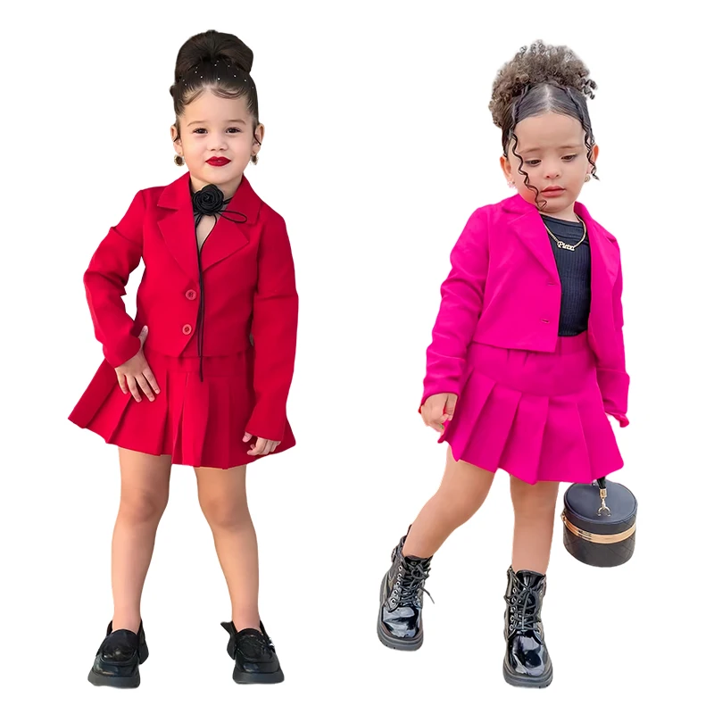 Children\'s Clothing Long Sleeve Jacket &  Miniskirt Suit For Girls Autumn 2Pcs Sets For Kids Clothes Girls From 2 to 8 Years Old