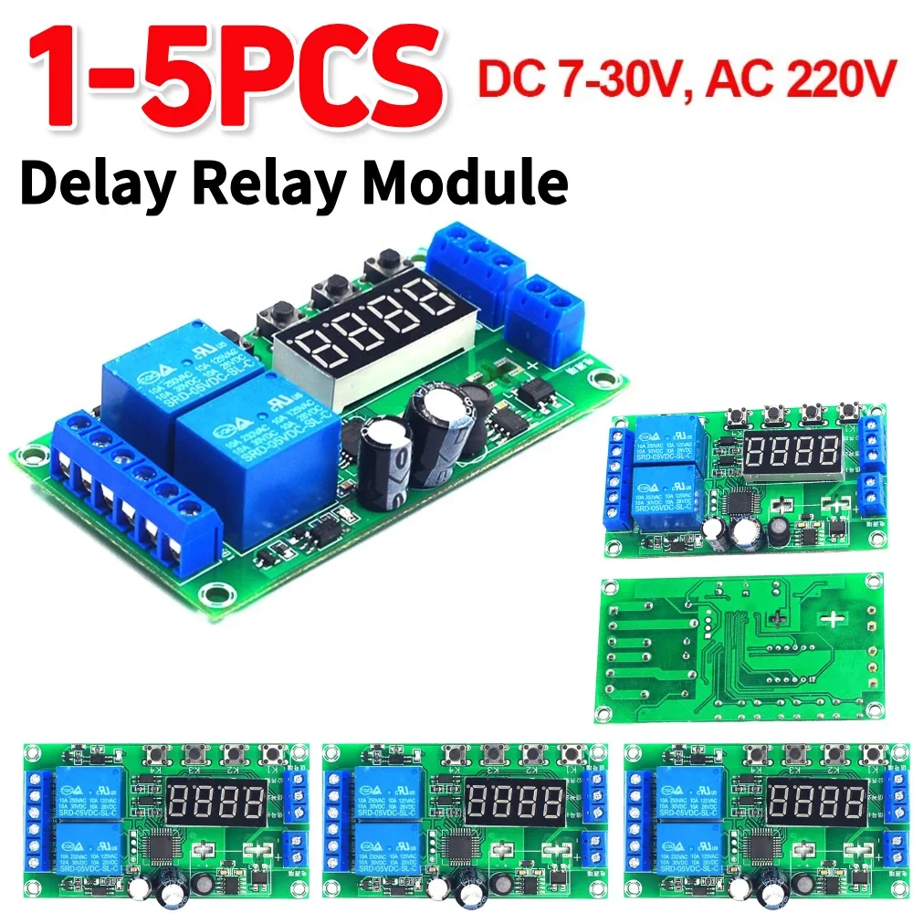 

1-5 шт. DC 7-30 В двухканальный модуль реле задержки импульсный триггер цикла таймер 0,01 с-999 м время задержки регулируемое реле задержки времени