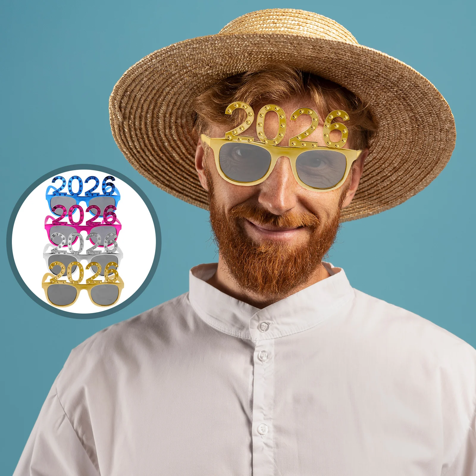 

4Pcs Comfortable Lightweight Number Glasses Sparkle New Year Eve Party Graduation Photo Booth Favors Fun Glasses for Party