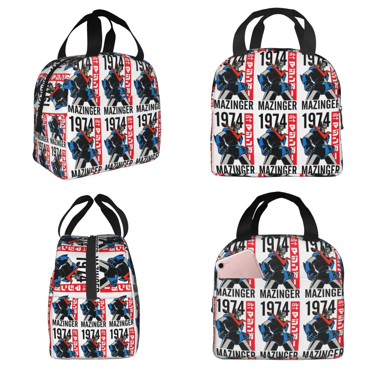 Mazinger Z Mad Robot Grendizer Anime Manga Insulated Lunch Bag for Women Office Cooler Thermal Food Box Tote Lunch Boxes