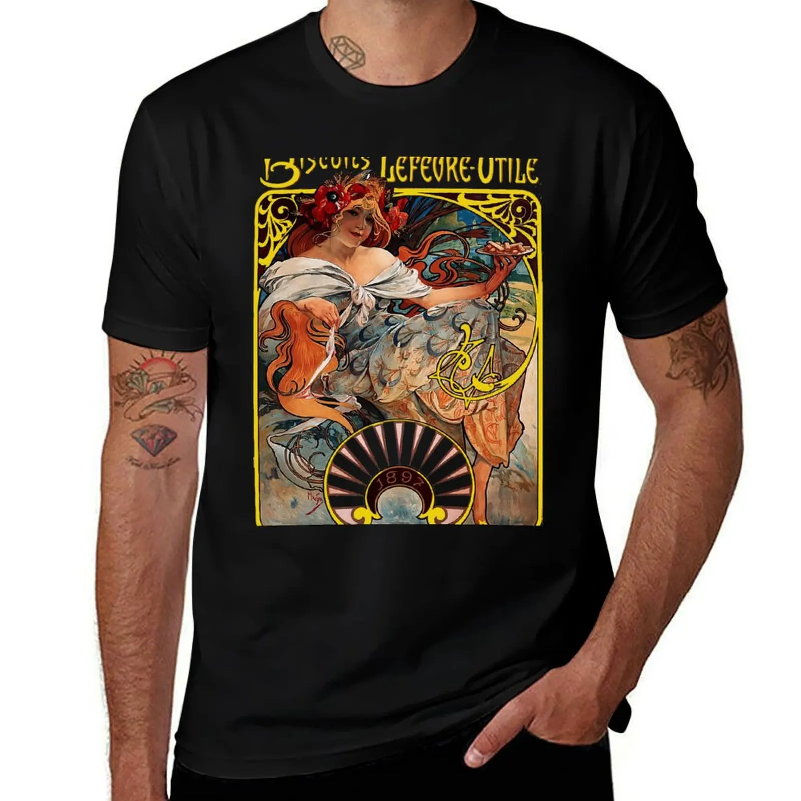 

Mucha - Bicuits LeFevre-Utile T-Shirt sublime fashion shirts boys whites new edition Men's cotton t-shirt