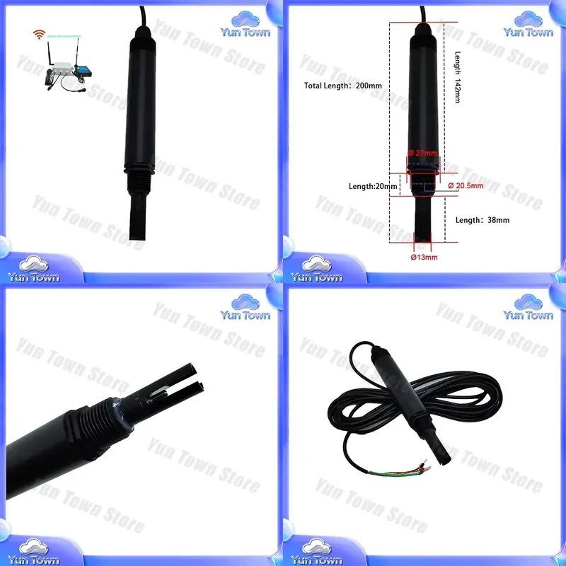 4 in 1 EC TDS Temperature Salinity Sensor for RS485 Smart IoT Aquarium Hydroponics Monitoring Conductivity Sensor for