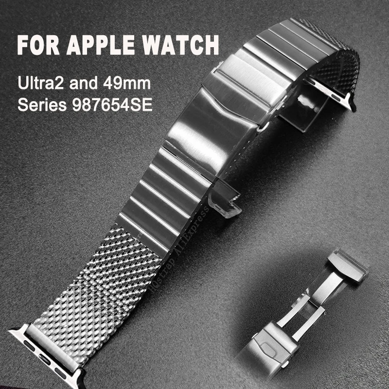 

High Quality Steel for Apple Watch Band 49mm 44mm 45mm 42mm Straps for Iwatch Ultra2 9 8 7 6 SE 5 4 Polished Frosted Silver Belt