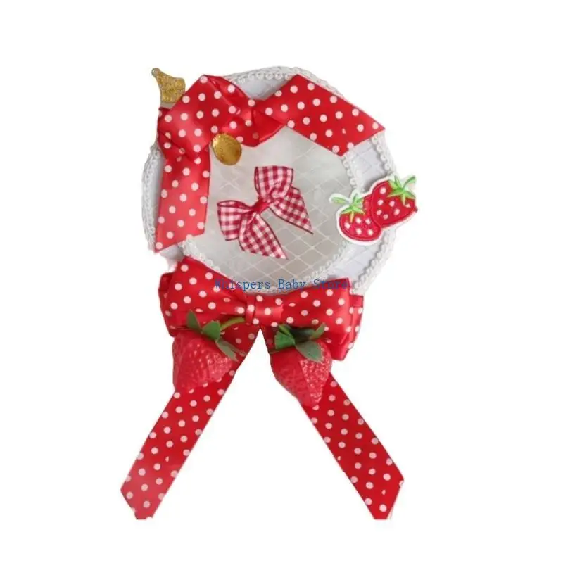 

U90E Sweet Girl Hair Clip Strawberry Top Hat/Flat Top for Spring Side Ponytail Hair