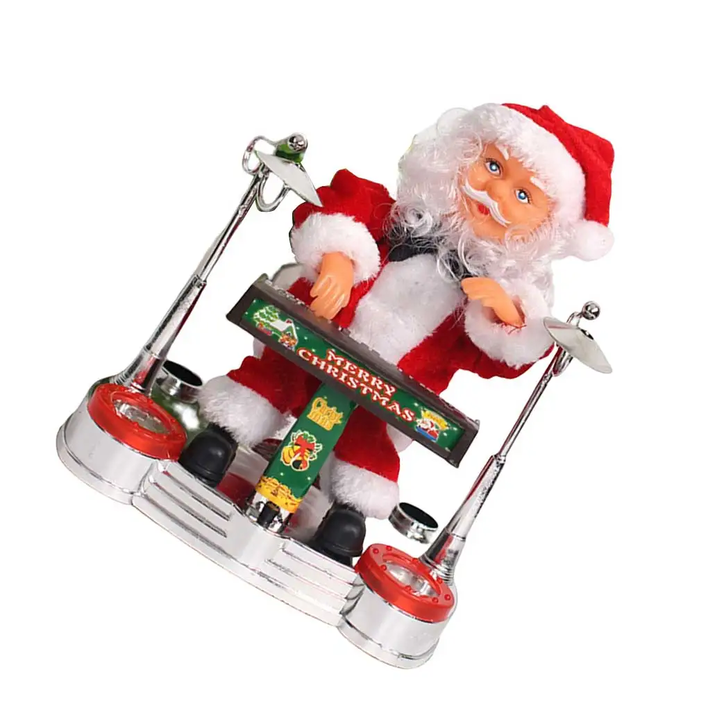 Santa Claus Playing Realistic Saxophone Toys Drum Toy Xmas Figurine
