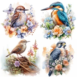 C85#Watercolor Various Bird Wall Stickers Children's Room Background Home Decoration Mural Living Room Wallpaper Decals