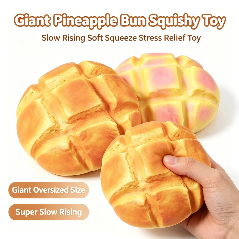 Giant Pineapple Bun Squishy Toy Oversized Slow Rising Soft Squeeze Stress Relief Fidget Sensory Decompression Gift