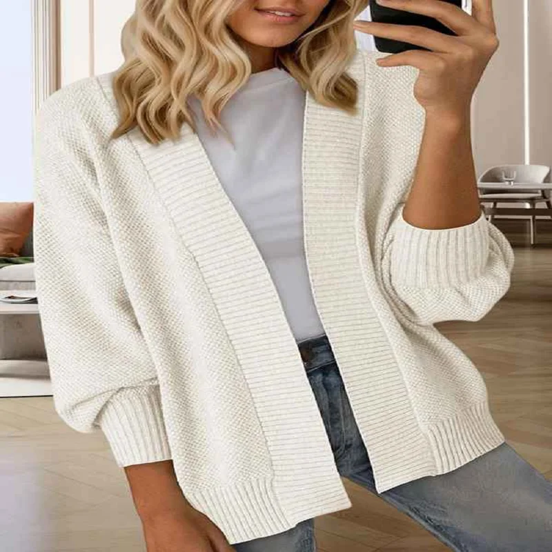 

Women's Solid Color Laid-Back Style Knitted Cardigan Tops Autumn And Winter Casual All-Match Women's Sweater Female Coats