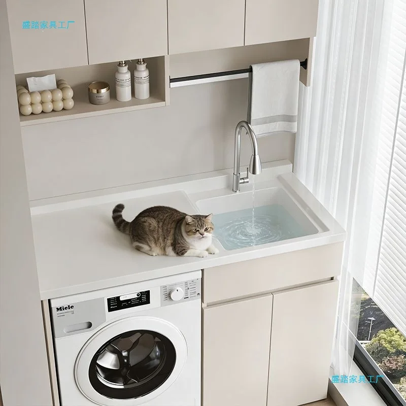Balcony washing machine cabinet honeycomb aluminum washboard storage table laundry sink integrated combination