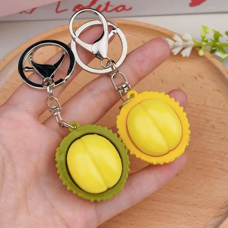 【M】Cute Durian Shaped Keychain Realistic Design Sturdy Metal Clasp Perfect For Backpack Decoration Gift For Fruit Lovers